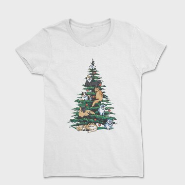 Christmas Tree Cats Realistic, Women's T-Shirt