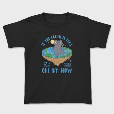 Bad Cat Flat Earth, Kids' T-Shirt