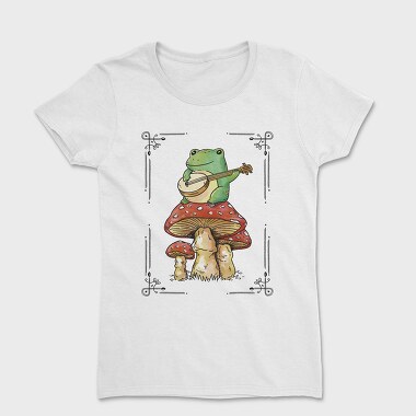 Banjo Frog on a Mushroom, Women's T-Shirt