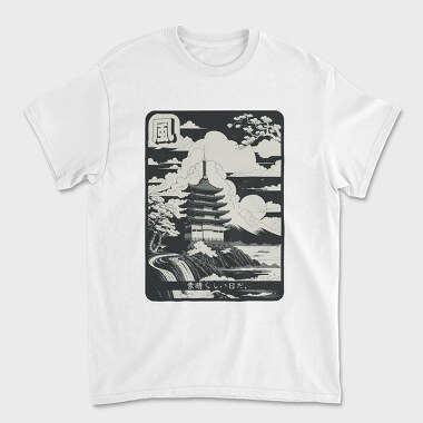 Unisex Men's T-Shirt, Japanese Temple
