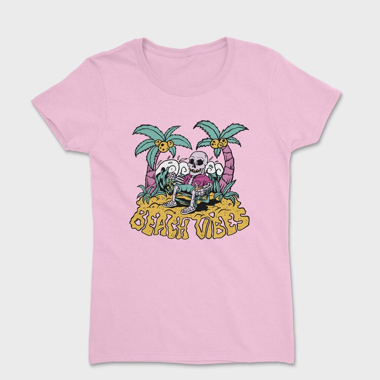 Beach Vibes Skeleton, Women's T-Shirt