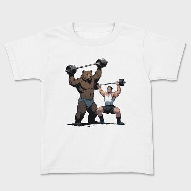 Bear and Man Lifting Weights, Детска Тениска