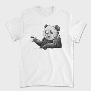 Coffee Panda Sketch, Unisex Men's T-Shirt