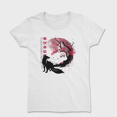 Fox and Sakura Tree, Women's T-Shirt