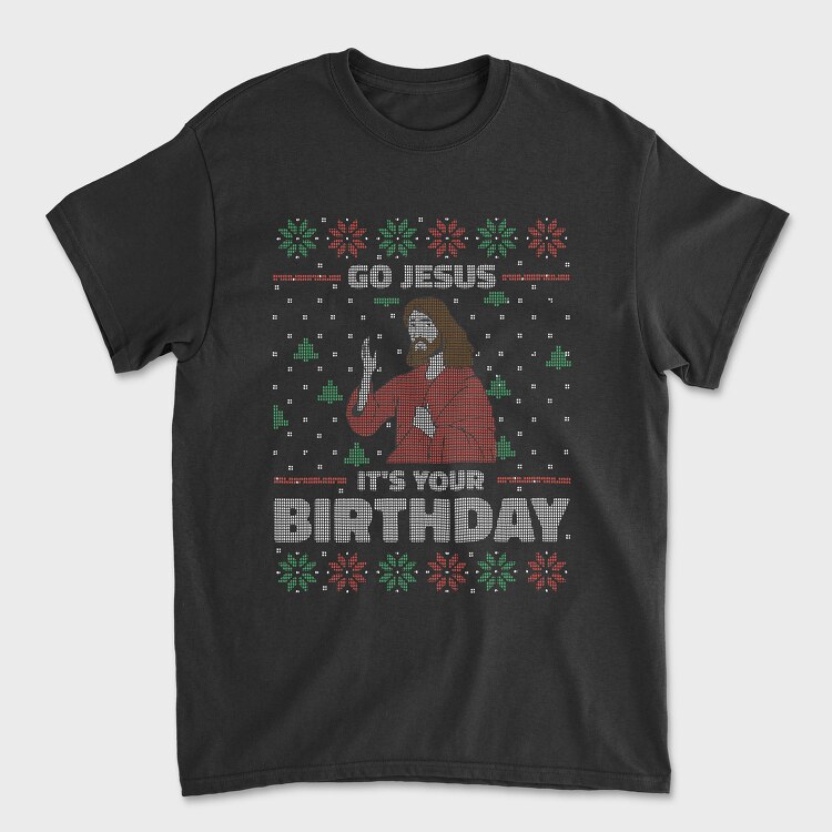 Jesus Birthday Uglysweater, Унисекс Мъжка Тениска