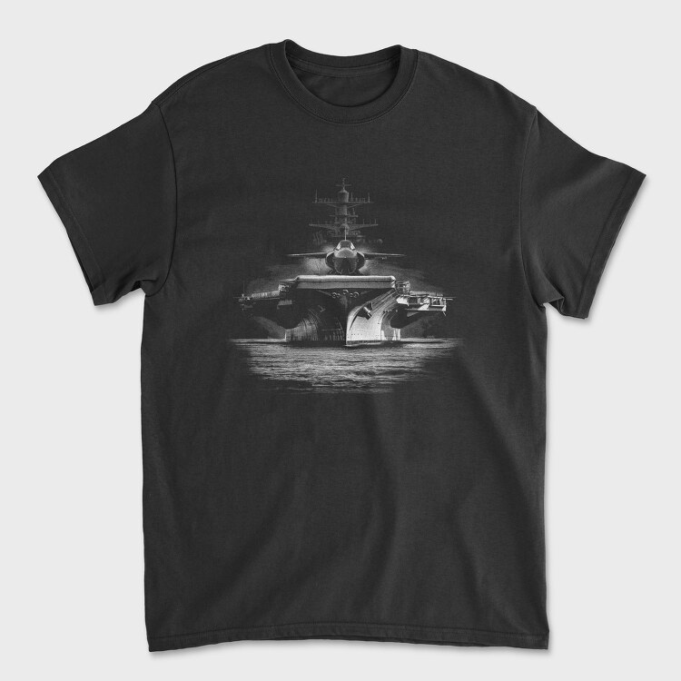 Jet Aircraft Carrier Monochrome, Unisex Men's T-Shirt