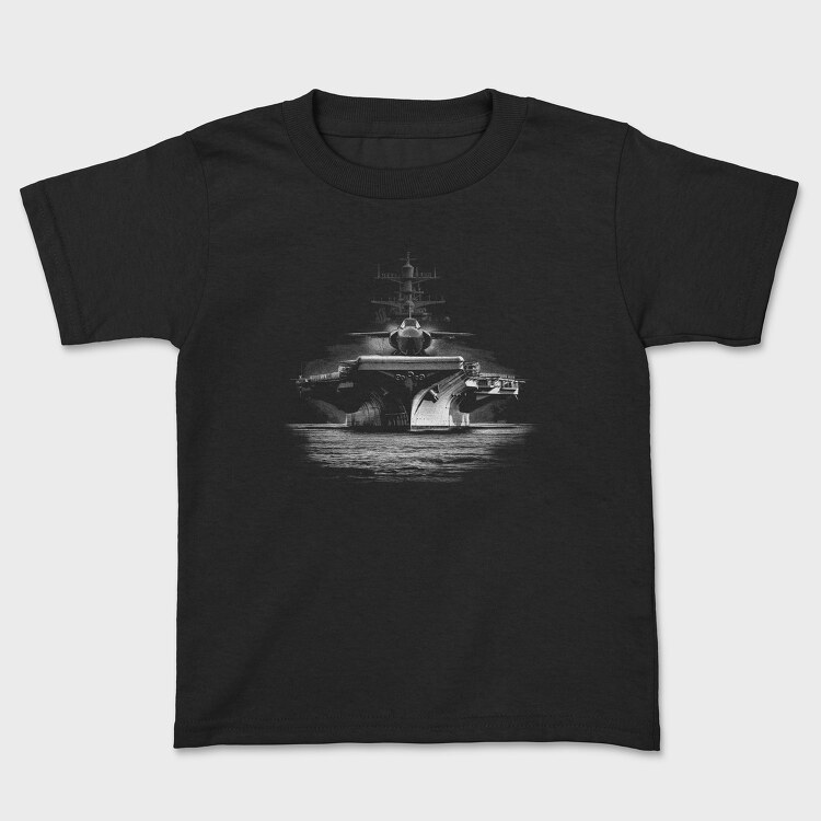 Jet Aircraft Carrier Monochrome, Kids' T-Shirt