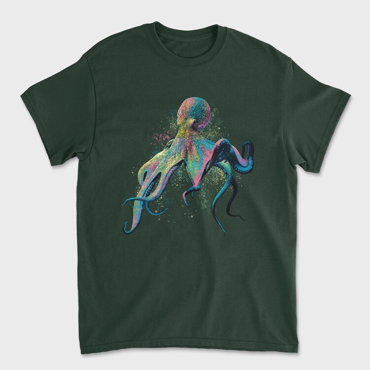 Colorful Octopus, Unisex Men's T-Shirt