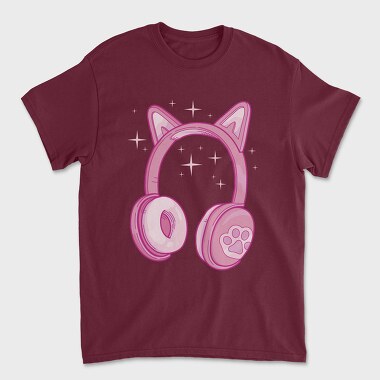Kawaii Pink Headphones, Unisex Men's T-Shirt