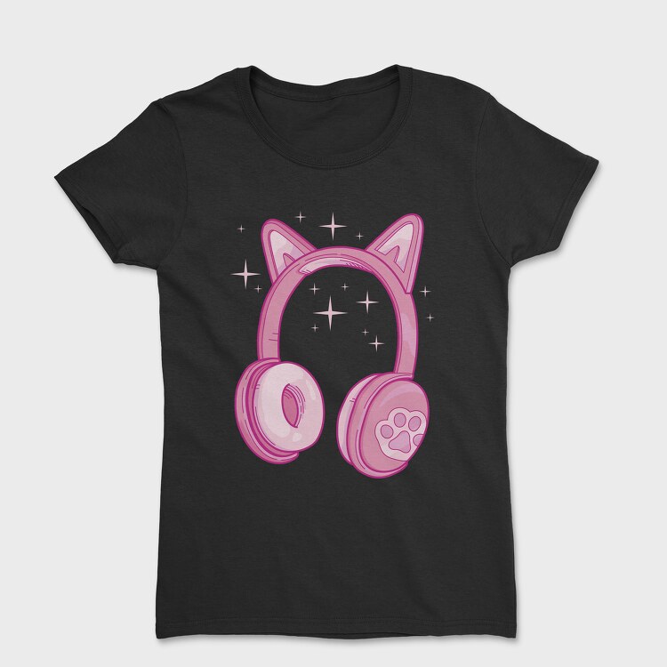 Kawaii Pink Headphones, Women's T-Shirt