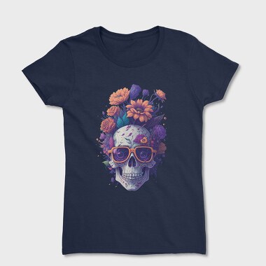 Skull Flowers Glasses, Women's T-Shirt