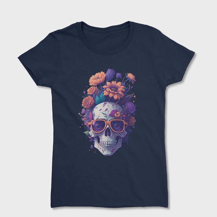 Skull Flowers Glasses, Women's T-Shirt