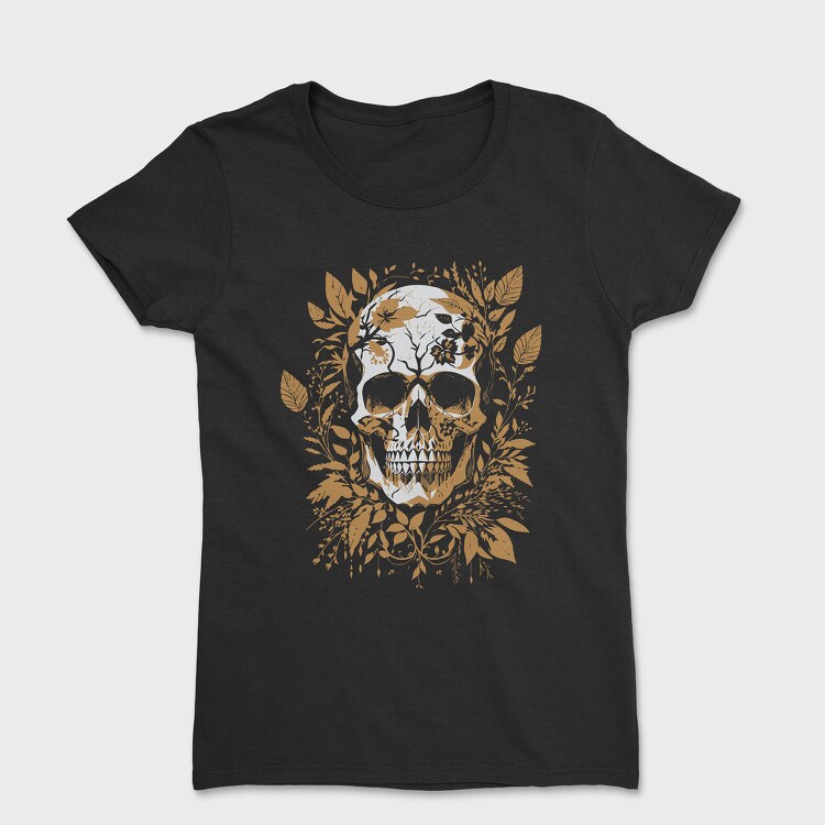 Skull Gold Leaves, Дамска Тениска