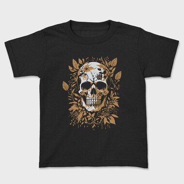 Skull Gold Leaves, Kids' T-Shirt
