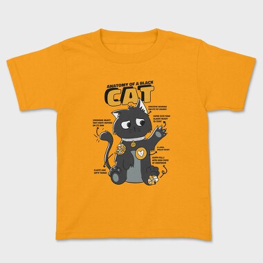 Black Cat Anatomy, Kids' T-Shirt