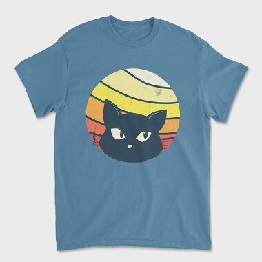 Black Cat Sunset Retro, Unisex Men's T-Shirt