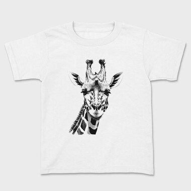 Kids' T-Shirt, Giraffed Black and White