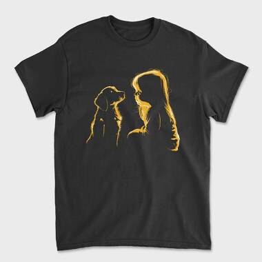 Unisex Men's T-Shirt, Girl Dog Silhouette