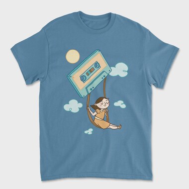 Girl Swinging on a Cassette Tape, Unisex Men's T-Shirt