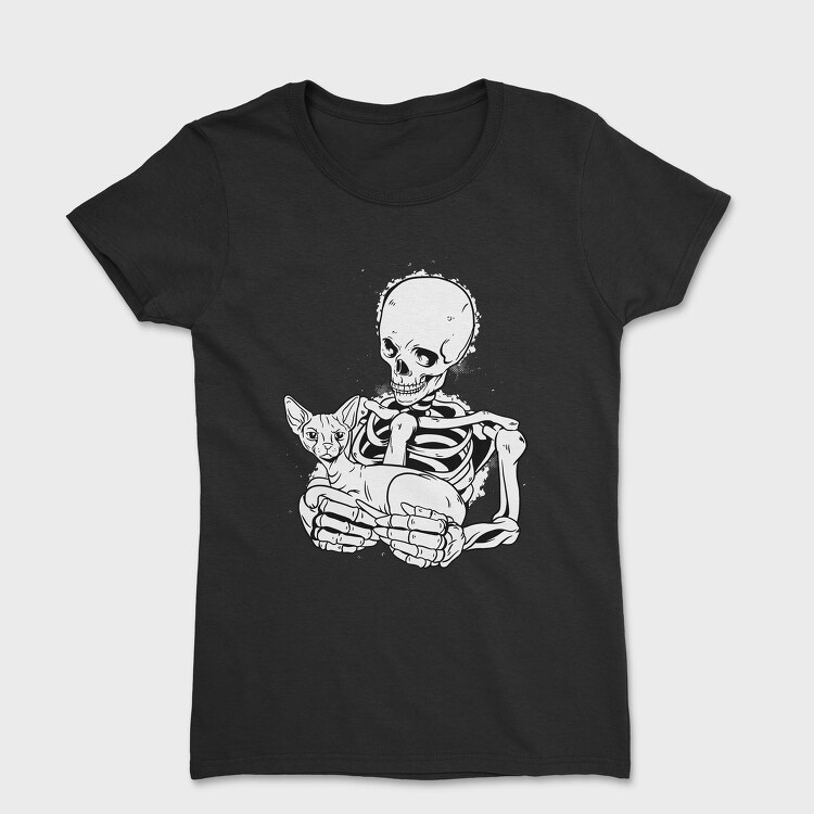 Skull With Cat, Women's T-Shirt