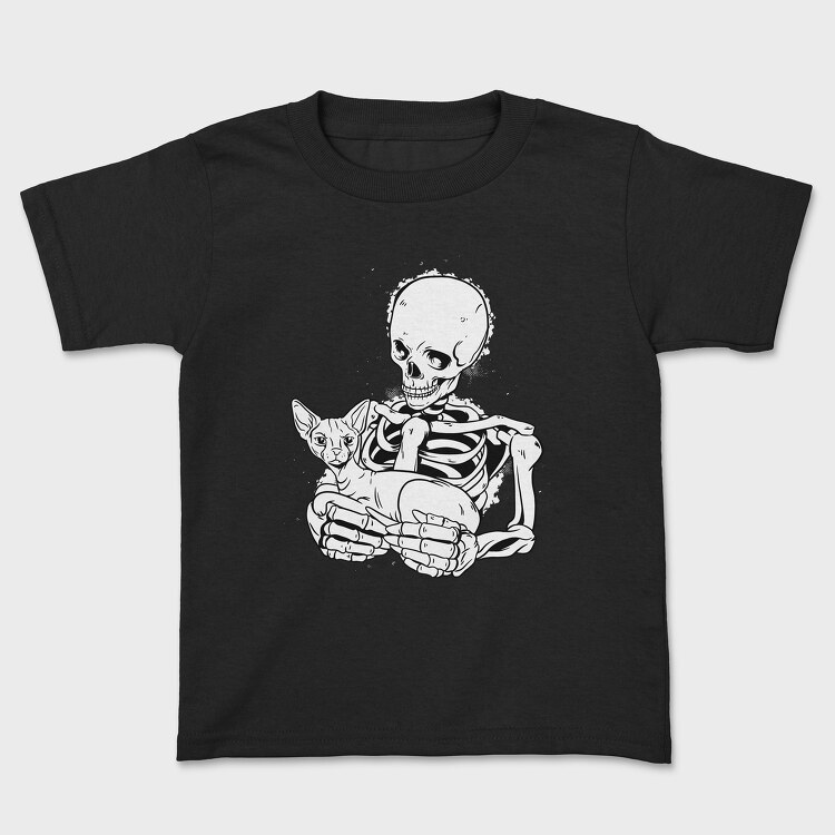 Skull With Cat, Kids' T-Shirt