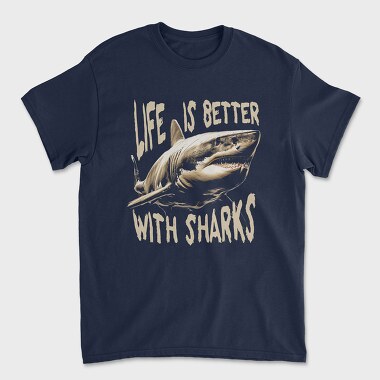 Life Is Better With Sharks, Unisex Men's T-Shirt