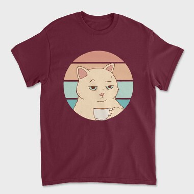 Bored Cat With Coffee, Unisex Men's T-Shirt