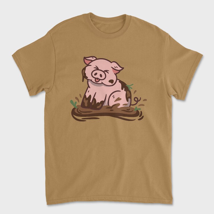 Cute Pig Mud, Unisex Men's T-Shirt