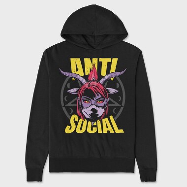 Anti Social Diabolic Girl, Unisex Men's Hoodie