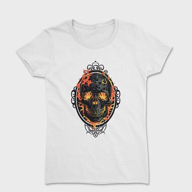 Gothic Skull on Fire, Women's T-Shirt