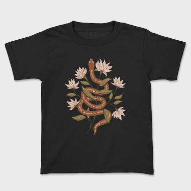 Snake and Flowers, Kids' T-Shirt