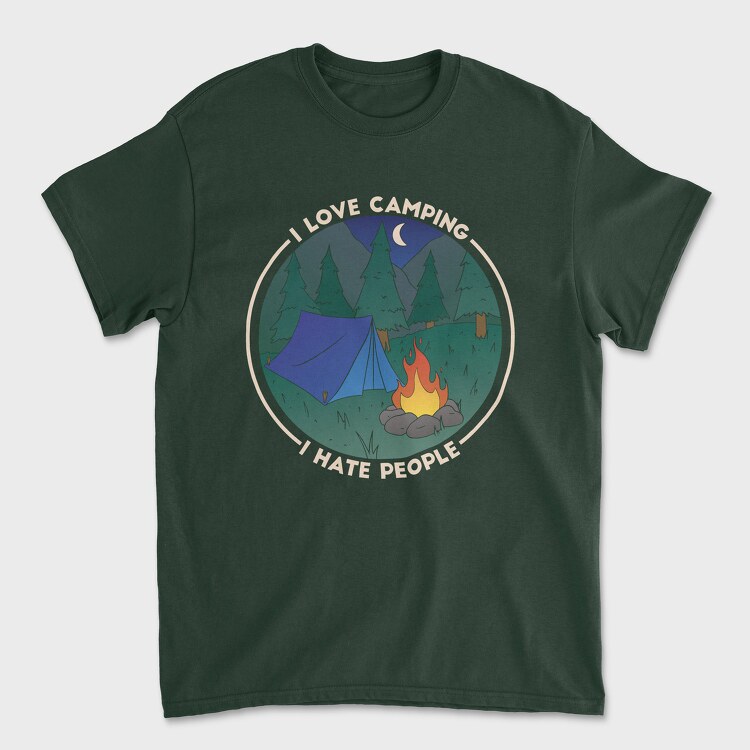 Унисекс Мъжка Тениска, Love Camping Hate People
