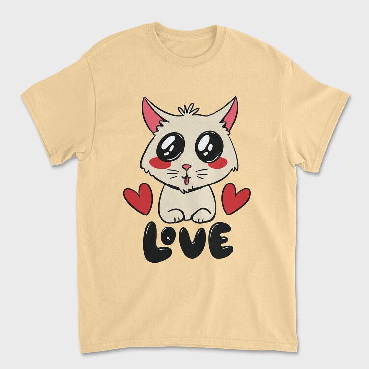 Love Cute Cat, Унисекс Мъжка Тениска