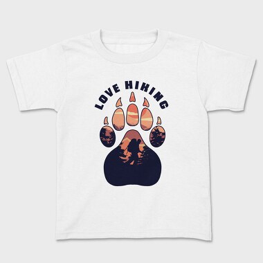 Love Hiking Bear Paw, Kids' T-Shirt