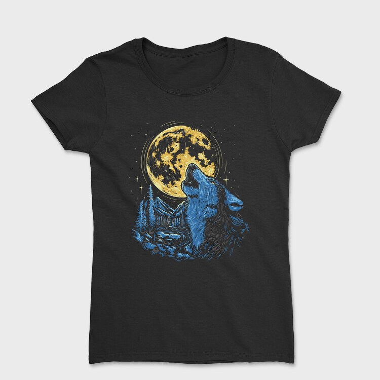 Wolf and Moon, Women's T-Shirt