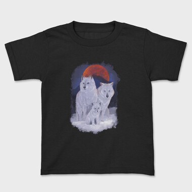 Wolf Family Moon, Kids' T-Shirt