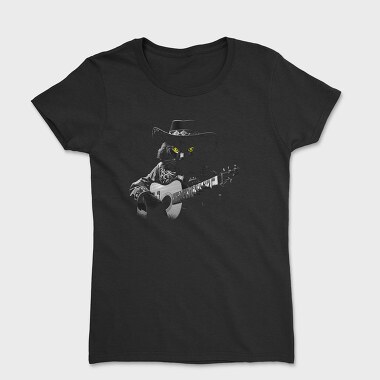 Guitar Cat Monochrome, Women's T-Shirt