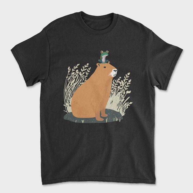 Capybara and Frog, Unisex Men's T-Shirt
