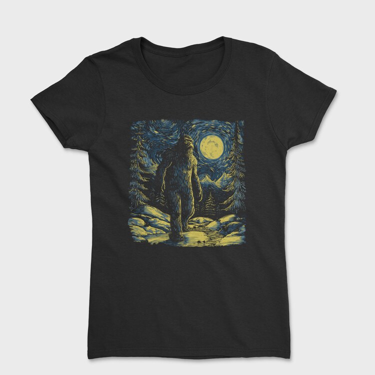 Starry Night Bigfoot, Women's T-Shirt