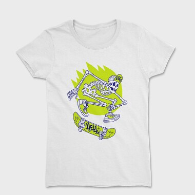 Women's T-Shirt, Halloween Skate Skeleton
