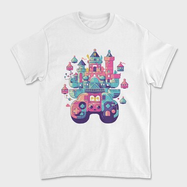 Castle Made Up With Gaming Controllers, Unisex Men's T-Shirt