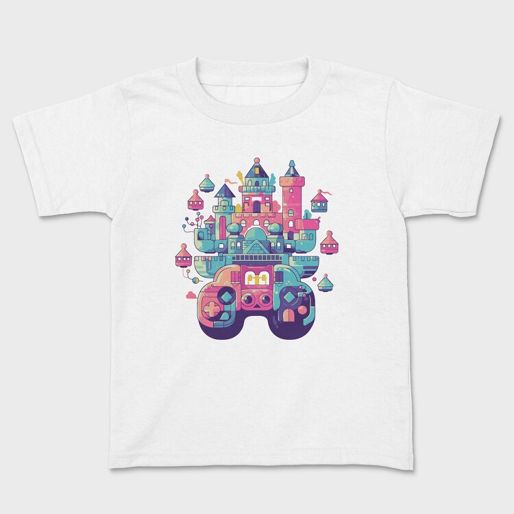 Castle Made Up With Gaming Controllers, Детска Тениска