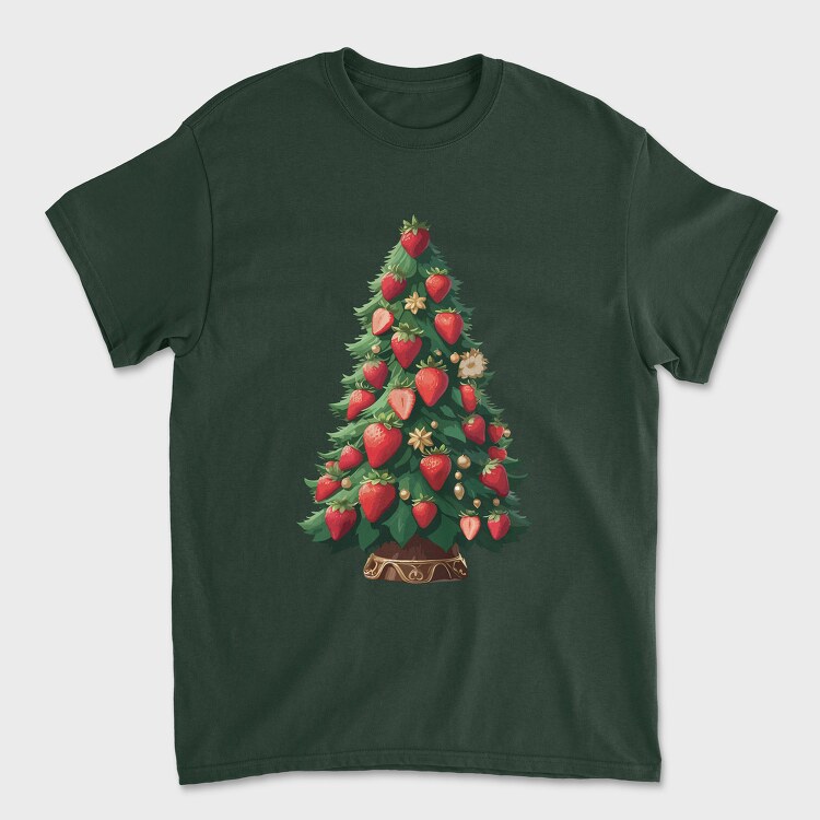 Strawberries Christmas Tree, Unisex Men's T-Shirt