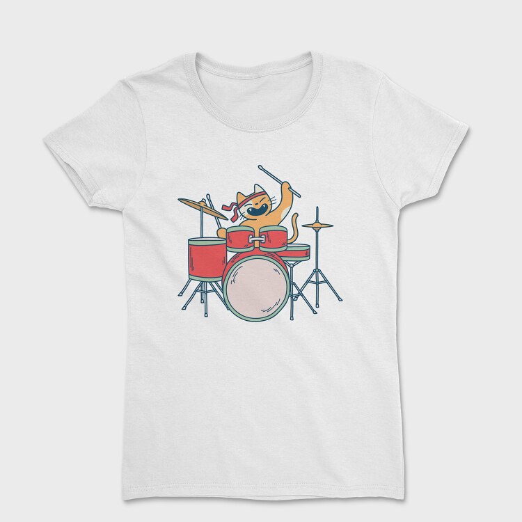 Cat Drummer, Women's T-Shirt