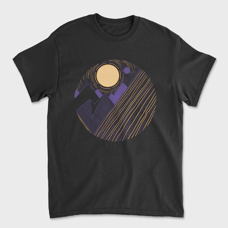 Landscape Sunset Mountain, Unisex Men's T-Shirt