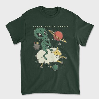 Alien On Sheep, Unisex Men's T-Shirt