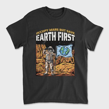 Astronaut in Mars, Unisex Men's T-Shirt