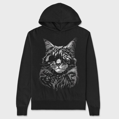 Cat Eyepatch Portrait, Unisex Men's Hoodie
