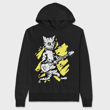 Cat Guitar, Unisex Men's Hoodie