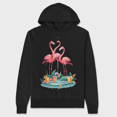 Three Flamingos, Unisex Men's Hoodie